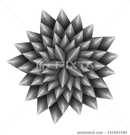 Metallic 3D Layered Star Flower Geometric Silver Steel Mandala Rosette 142943590