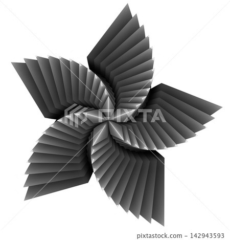 Metallic Five Point Star Turbine Flower 3D Geometric Steel Origami Shape Metallic Five Point Star Turbine Flower 3D Geometric Steel Origami Shape 142943593