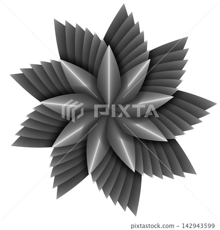 Metallic Eight Petal Star Flower 3D Geometric Steel Stepped Rosette Metallic Eight Petal Star Flower 3D Geometric Steel Stepped Rosette 142943599