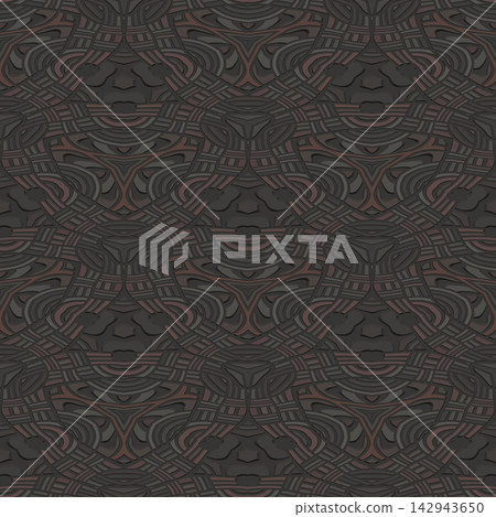 Intricate Dark Brown Tribal Weave Seamless Pattern Carved Ornament Intricate Dark Brown Tribal Weave Seamless Pattern Carved Ornament 142943650