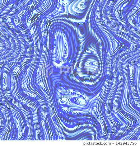 Electric Blue Fluid Moire Wave Lines Seamless Abstract Pattern 142943750