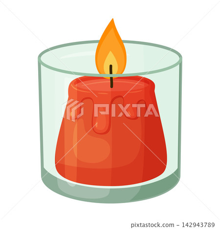 Red Burning Candle In Glass Jar Hand Drawn Flat Style Vector Red Burning Candle In Glass Jar Hand Drawn Flat Style Vector 142943789