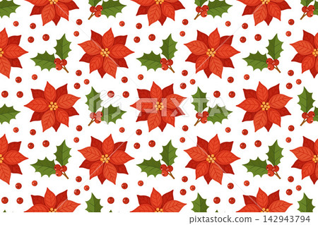 Poinsettia Flower Christmas Seamless Pattern Hand Drawn Vector Poinsettia Flower Christmas Seamless Pattern Hand Drawn Vector 142943794