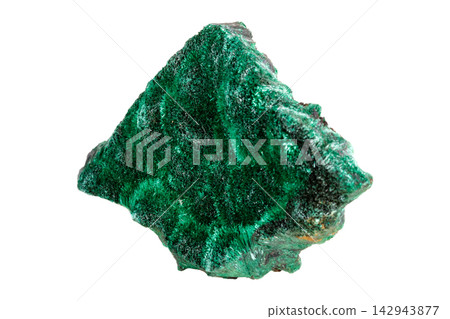Natural malachite stone with distinctive green copper ore patterns displaying geological mineral Natural malachite stone with distinctive green copper ore patterns displaying geological mineral 142943877