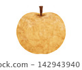 Watercolor illustration of a Japanese pear (pear, fruit) on a transparent white background. 142943940