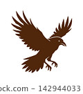 Flying Raven Silhouette Logo Vector Template 142944033