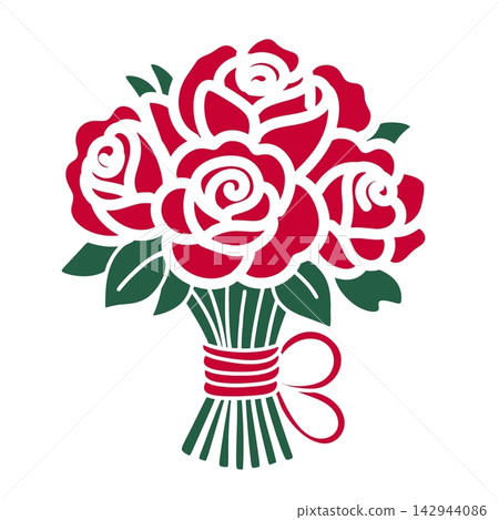 Beautiful red rose vector illustration with layered petals and botanical character, romantic floral design for wedding invitations, Valentine cards, greeting cards, packaging, prints and branding 142944086