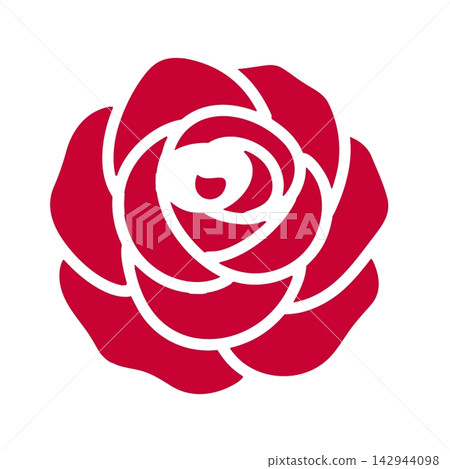 Elegant red rose botanical vector with natural petals and floral details, perfect for romantic wedding stationery, invitations, Valentine cards, packaging, branding, prints and decor 142944098