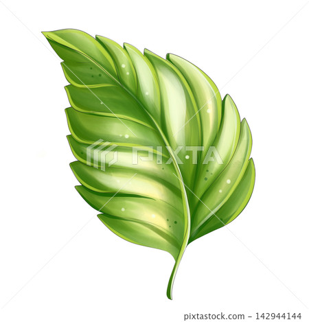 Green tropical leaf watercolor botanical illustration isolated Green tropical leaf watercolor botanical illustration isolated 142944144