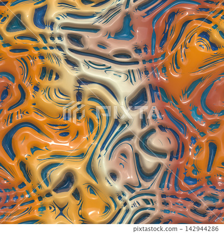 Orange Blue Glossy Liquid Swirl Texture Orange Blue Glossy Liquid Swirl Texture 142944286