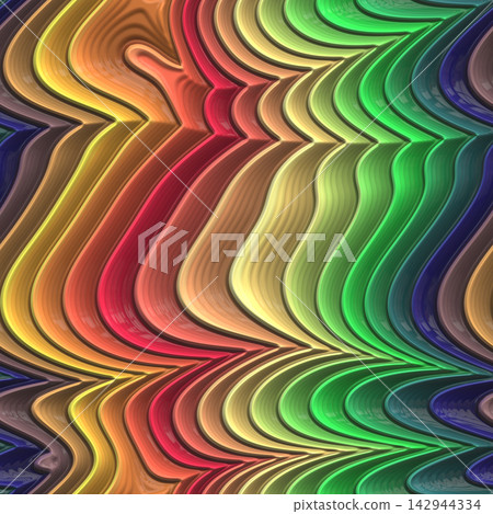 Rainbow Glossy Wavy Ridges Seamless Texture 142944334