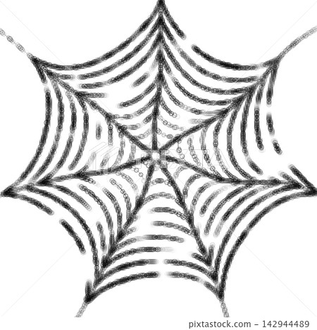 Black Dewy Spider Web Isolated on White Black Dewy Spider Web Isolated on White 142944489