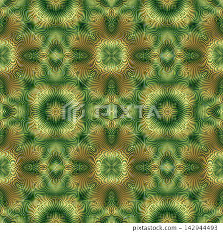 Green and Gold Sacred Geometry Mandala Pattern 142944493
