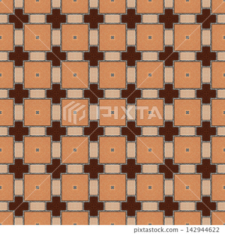 Terracotta Brown Cross and Square Tile Pattern Terracotta Brown Cross and Square Tile Pattern 142944622