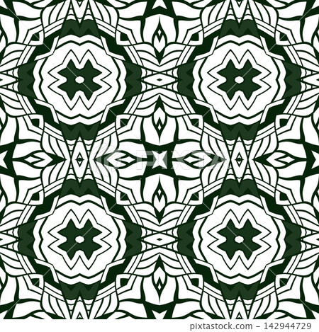 Dark green and white intricate geometric seamless pattern Dark green and white intricate geometric seamless pattern 142944729