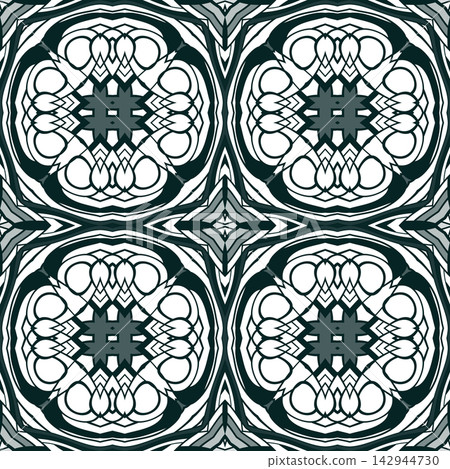 Teal and white decorative circular geometric pattern Teal and white decorative circular geometric pattern 142944730