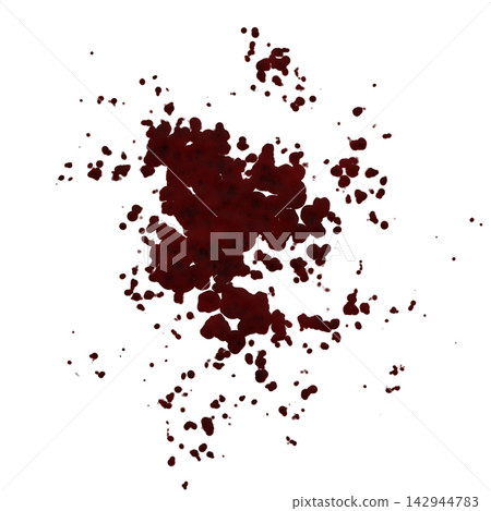 Dark burgundy red liquid blood splash and droplets 142944783