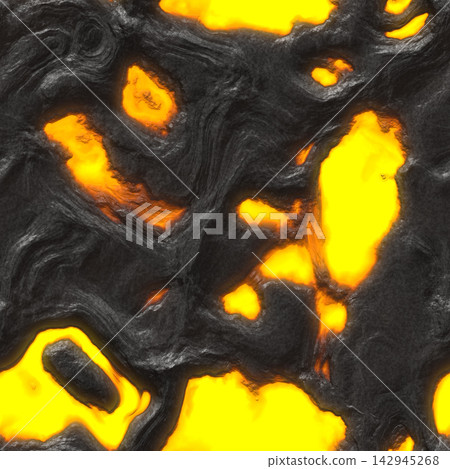 Bright Molten Magma Flowing Through Volcanic Rock Bright Molten Magma Flowing Through Volcanic Rock 142945268