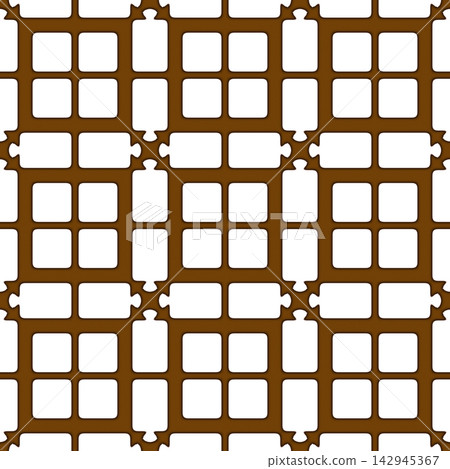 Brown and White Window Grid Seamless Pattern 142945367