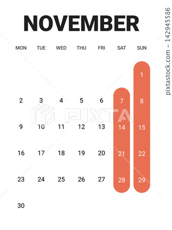 November 2026 English Simple Minimalist Monthly Calendar Clear Line Grid Desk Pl 142945586