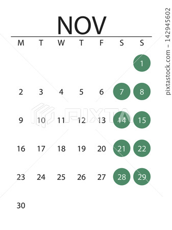 November 2026 English Minimalist Monthly Planner Page Thin Line Layout November 2026 English Minimalist Monthly Planner Page Thin Line Layout 142945602