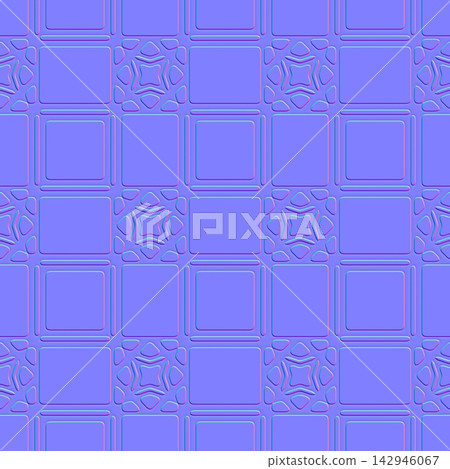Geometric Square Relief Tiles Seamless Normal Map Geometric Square Relief Tiles Seamless Normal Map 142946067