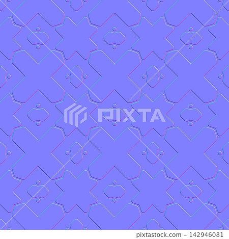 Bold Cross and Diamond Tiles Seamless Normal Map 142946081