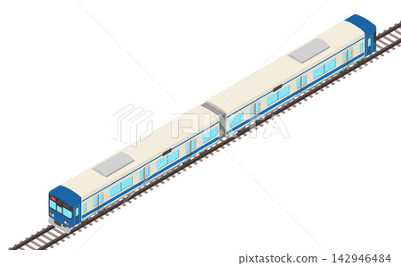 Isometric illustration: Train (blue) Isometric illustration: Train (blue) 142946484
