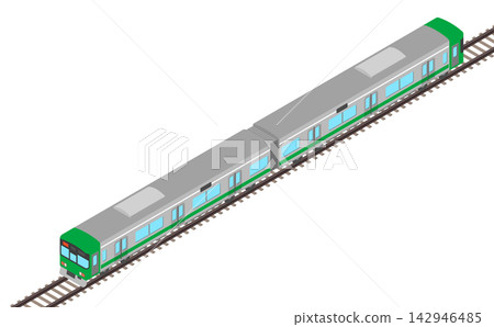 Isometric illustration: Train (green) Isometric illustration: Train (green) 142946485