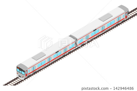 Isometric illustration: Train (red) Isometric illustration: Train (red) 142946486
