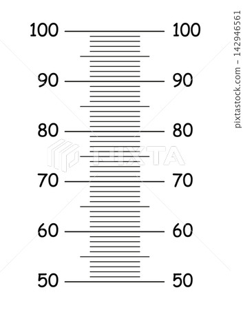 Height chart layout from 50 to 100 centimeters. Growth wall sticker icon. Meter wall, growth black ruler. Height chart layout from 50 to 100 centimeters. Growth wall sticker icon. Meter wall, growth black ruler. 142946561