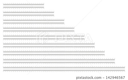 Measuring charts 20, 25, 30, 35, 40, 45, 50, 55, 60 centimeters. Set of Ruler scales twenty, twenty five, thirty, thirty five, forty, forty five, fifty, fifty five, sixty cm. Length, distance, height. 142946567