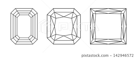 Diamond Princess, Original Radiant, Emerald cut shapes. Gemstone outline icons for jewellery design, branding, simple logo. Original Radiant, Princess, Emerald brilliant cut patterns. Diamond Princess, Original Radiant, Emerald cut shapes. Gemstone outline icons for jewellery design, branding, simple logo. Original Radiant, Princess, Emerald brilliant cut patterns. 142946572