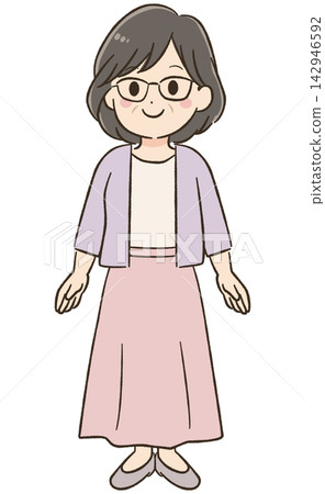 Daily life and communication materials for a woman in her 60s: Full body, smiling. Daily life and communication materials for a woman in her 60s: Full body, smiling. 142946592