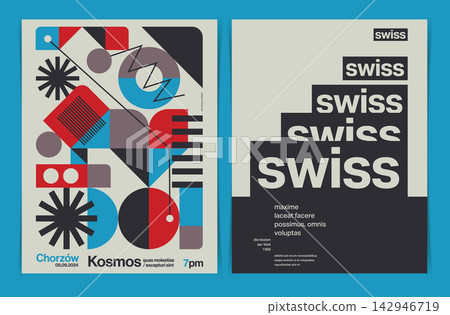 Swiss Modernist Poster Layout Set. Vector Illustration. Swiss Modernist Poster Layout Set. Vector Illustration. 142946719