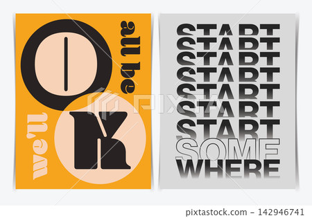 Modern Swiss Style US Letter Poster Layout with Stacked Typography and Bold Geometric Letterforms. Vector Illustration. 142946741