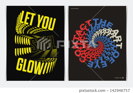 Modern Vortex Typography Poster Layout with Spiral Echo Letter Composition and Swiss Editorial Style. Vector Illustration. Modern Vortex Typography Poster Layout with Spiral Echo Letter Composition and Swiss Editorial Style. Vector Illustration. 142946757