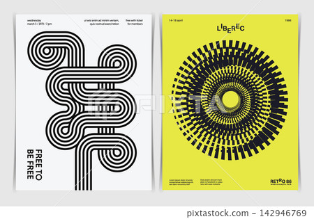 Abstract Geometric Op Art Swiss Style Poster Design Collection US Letter. Vector Illustration. Abstract Geometric Op Art Swiss Style Poster Design Collection US Letter. Vector Illustration. 142946769