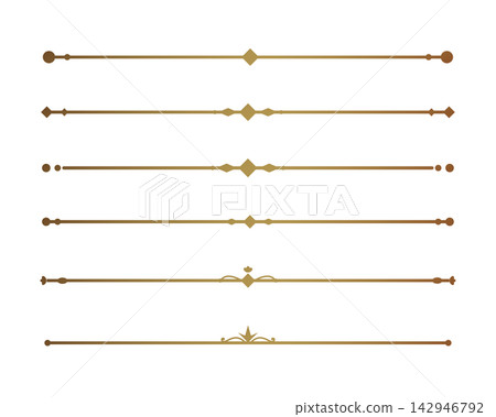 A set of simple bronze gold design divider lines/border lines. A set of simple bronze gold design divider lines/border lines. 142946792