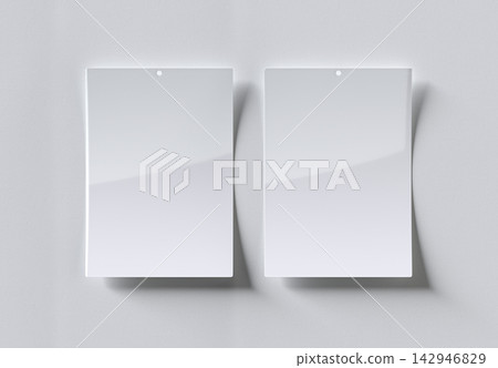 Dual Glossy Tag Mockup High Resolution 3D Render. Top view. Dual Glossy Tag Mockup High Resolution 3D Render. Top view. 142946829
