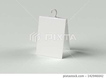 Folded Hanger Tag Mockup with Hook. High Resolution 3D Render. Folded Hanger Tag Mockup with Hook. High Resolution 3D Render. 142946842