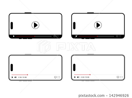 Landscape-oriented smartphone video player set Landscape-oriented smartphone video player set 142946926