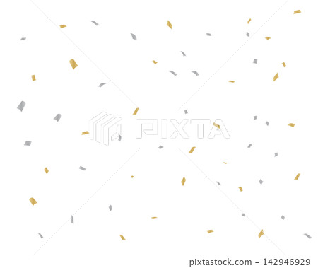 A background of falling gold and silver confetti. 142946929