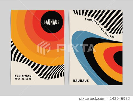 Playful Bauhaus Pattern Art Poster. Vector Illustration Playful Bauhaus Pattern Art Poster. Vector Illustration 142946983