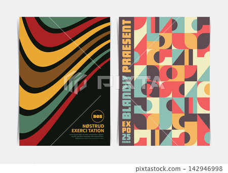 Groovy 70s Swiss Style Poster Template. Vector Illustration. Groovy 70s Swiss Style Poster Template. Vector Illustration. 142946998