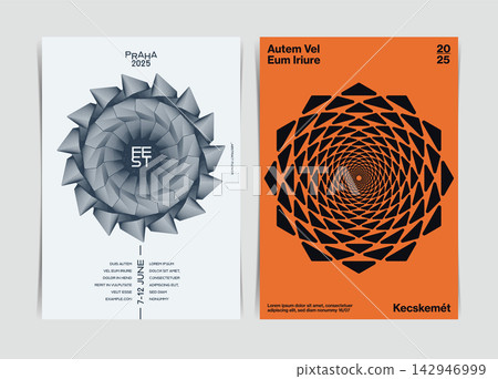 Swiss Style Op Art Poster Template. Vector Illustration. Swiss Style Op Art Poster Template. Vector Illustration. 142946999