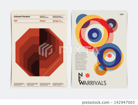 Set of Swiss Style Abstract Poster Template. Vector Illustration. Set of Swiss Style Abstract Poster Template. Vector Illustration. 142947003