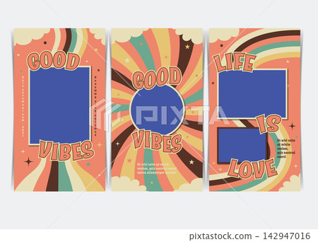 Retro Good Vibes Social Media Templates. Vector Illustration Retro Good Vibes Social Media Templates. Vector Illustration 142947016