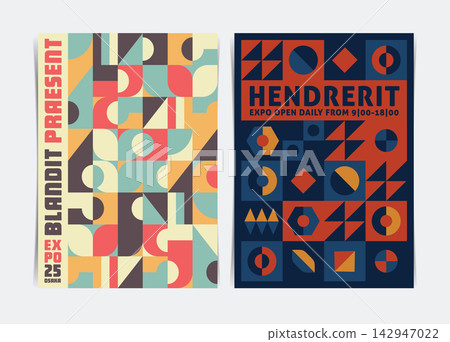 Set of Swiss Style Modular Poster Template. Vector Illustration. Set of Swiss Style Modular Poster Template. Vector Illustration. 142947022
