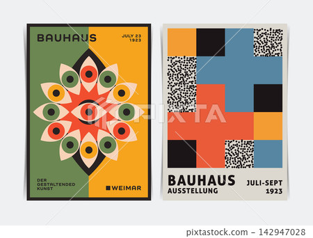 Set of Symbolic Experimental Bauhaus Poster Template. Vector Illustration. 142947028